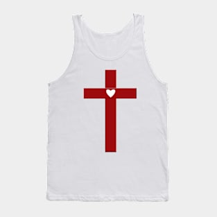 John 3:16 - Gods Love at The Cross - White Heart on Red Cross Tank Top